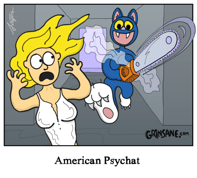 american, psycho, cat, cartoon
